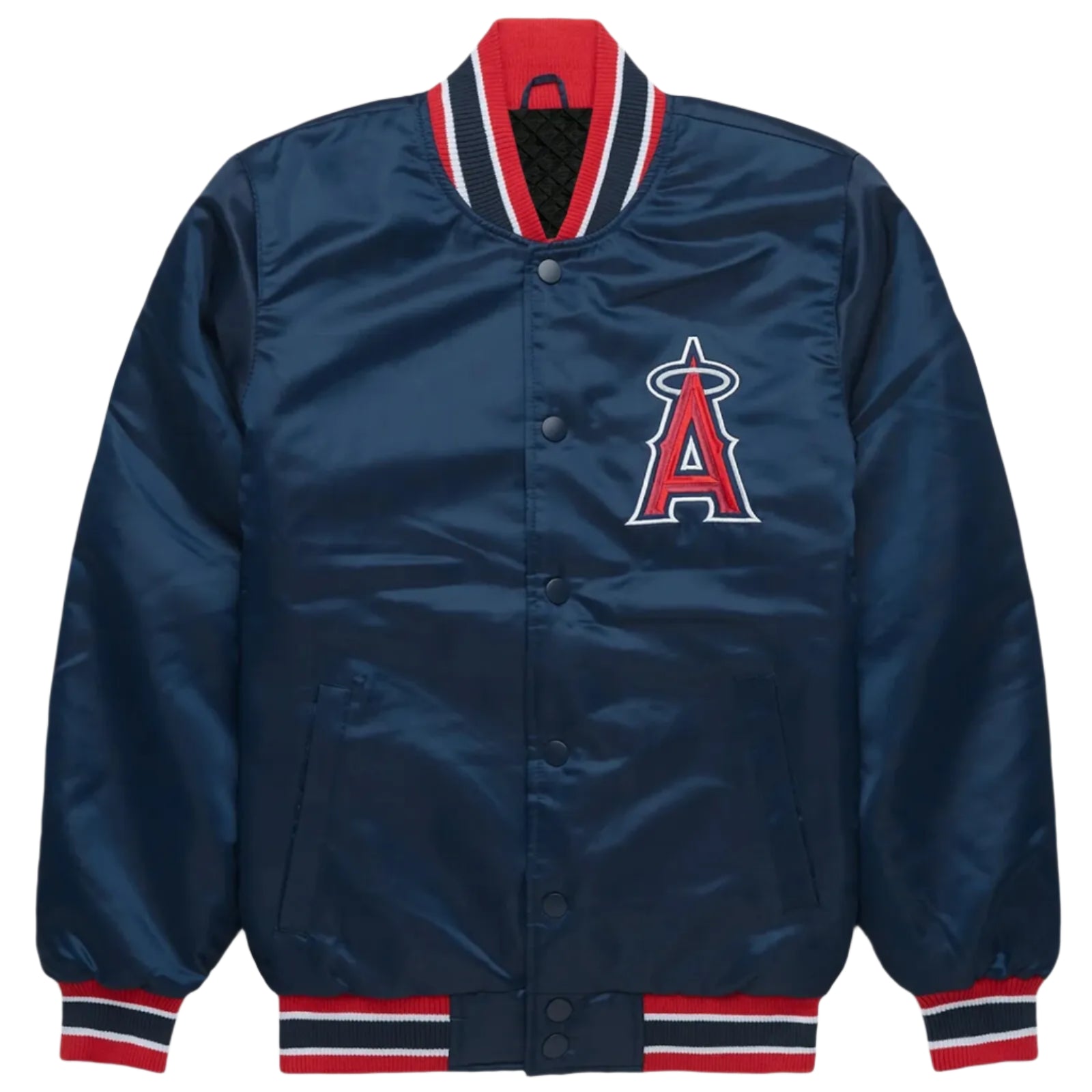 MLB Los Angeles Angels Navy Satin Bomber Style Baseball Letterman Varsity Jacket