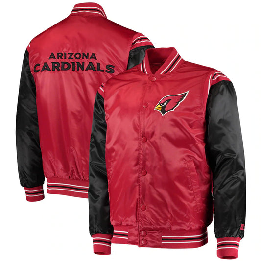 Men's Starter Cardinal/Black Arizona Cardinals  Satin Varsity Full-Snap Jacket