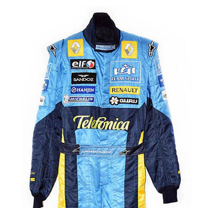 Close Up Front View of Fernando Alonso 2005 Renault Race Suit