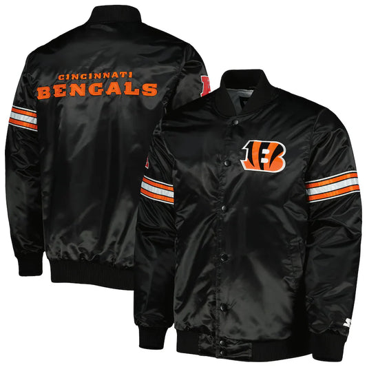 Men's Starter Black Cincinnati Bengals The Pick and Roll Full-Snap Jacket