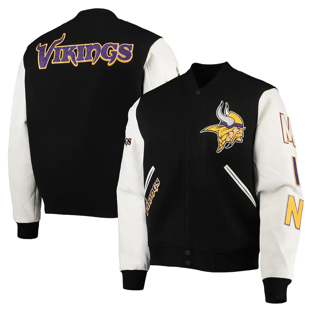 Minnesota Vikings Varsity Black and White Jacket