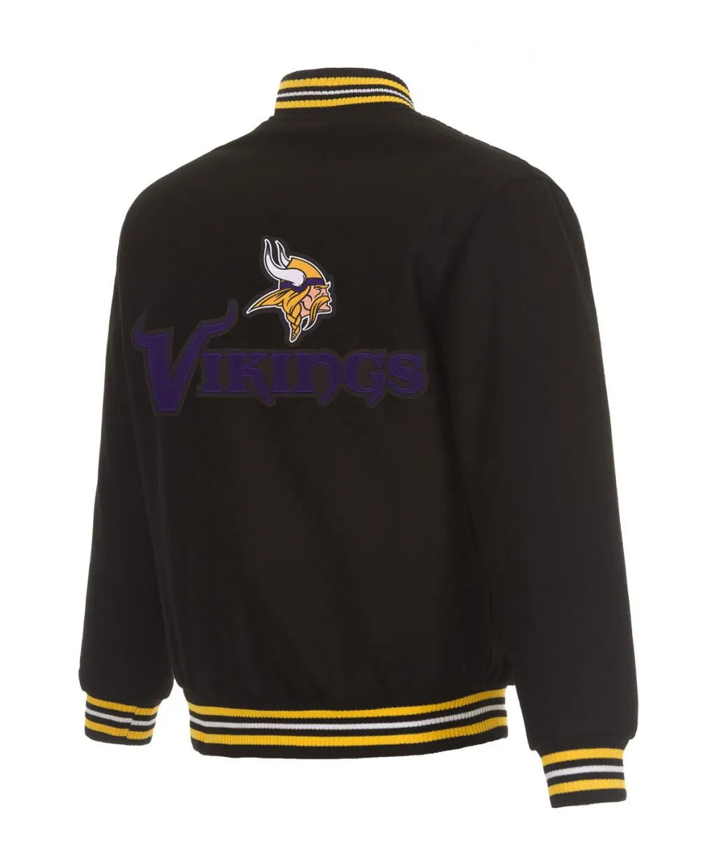 Minnesota Vikings Black Wool Bomber Jacket
