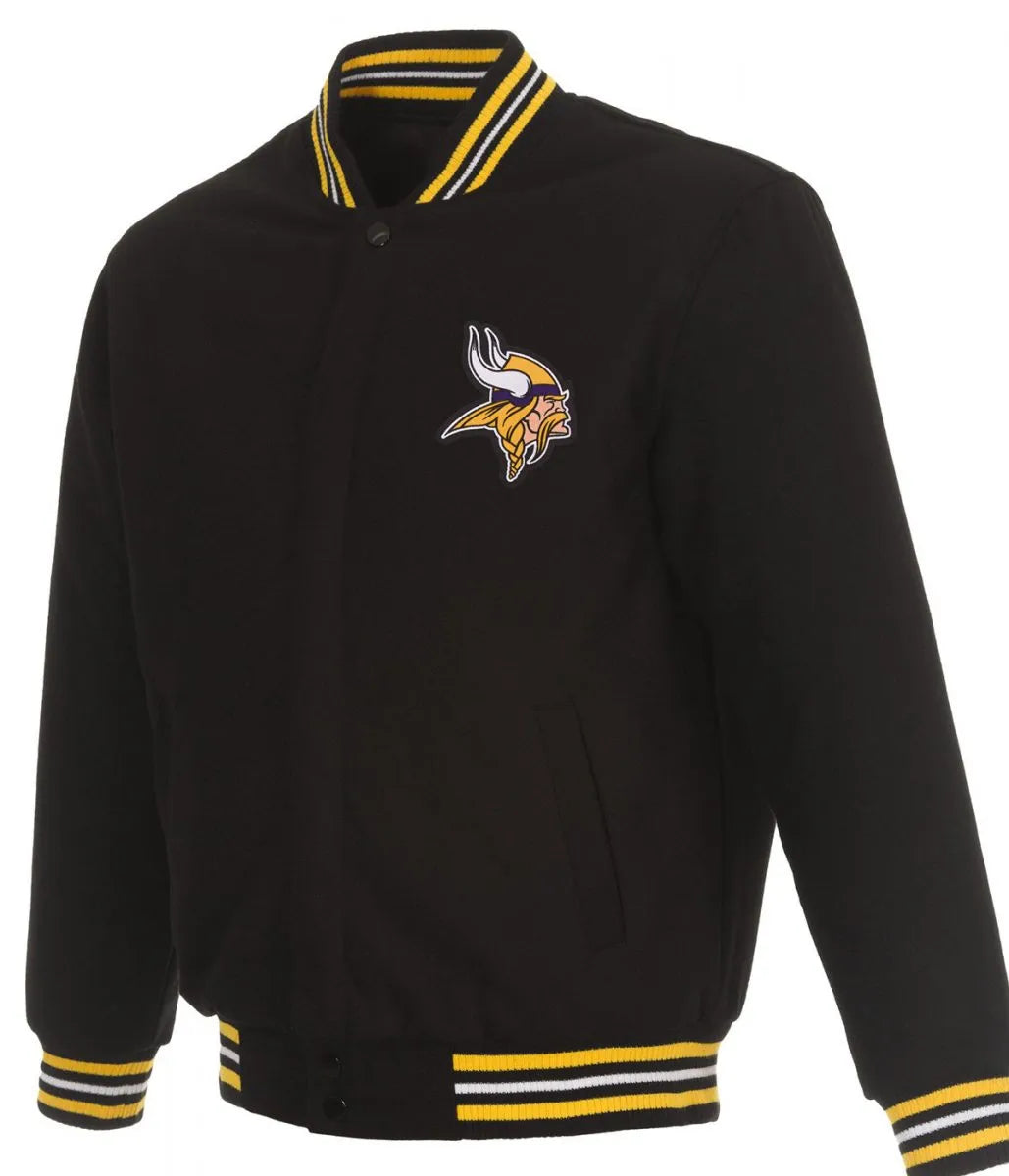 Minnesota Vikings Black Wool Bomber Jacket