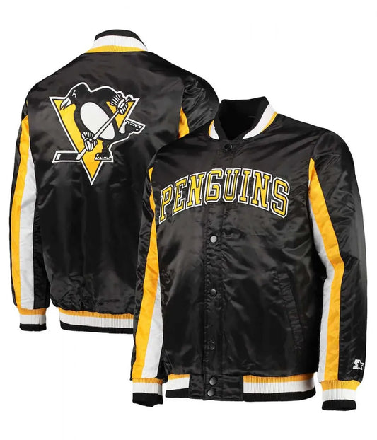 Pittsburgh Penguins The Ace Black/Yellow Satin Jacket