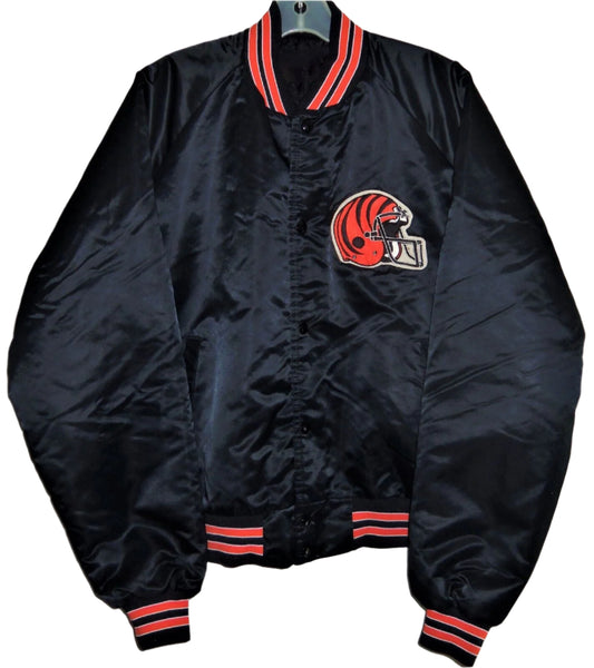 VINTAGE 80's CINCINNATI BENGALS NFL CHALKLINE SATIN THROWBACK SPELLOUT JACKET