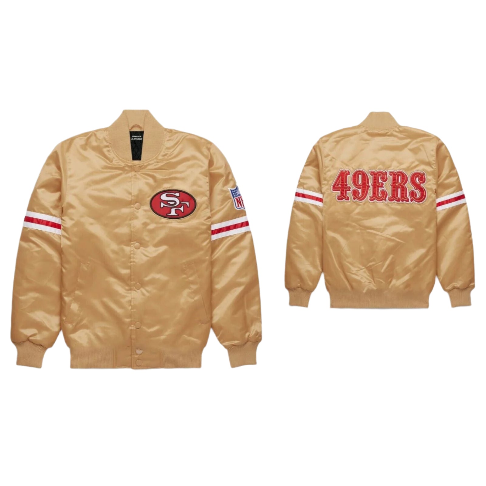 NFL Men's San Francisco 49ers Bomber Style Satin Lettermen Varsity Jacket-04