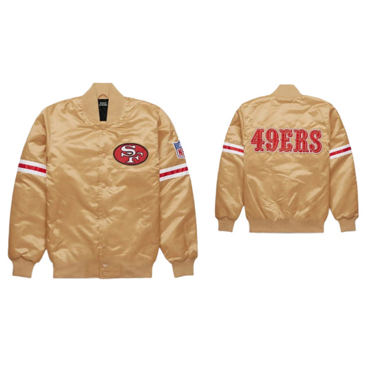 NFL Men's San Francisco 49ers Bomber Style Satin Lettermen Varsity Jacket-04