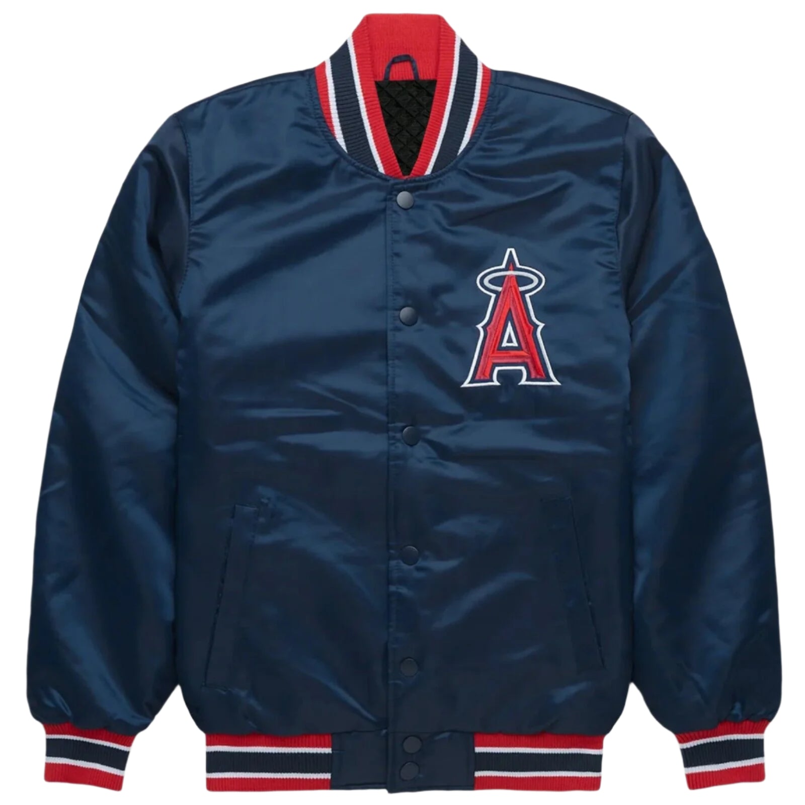 MLB Los Angeles Angels Navy Satin Bomber Style Baseball Letterman Varsity Jacket