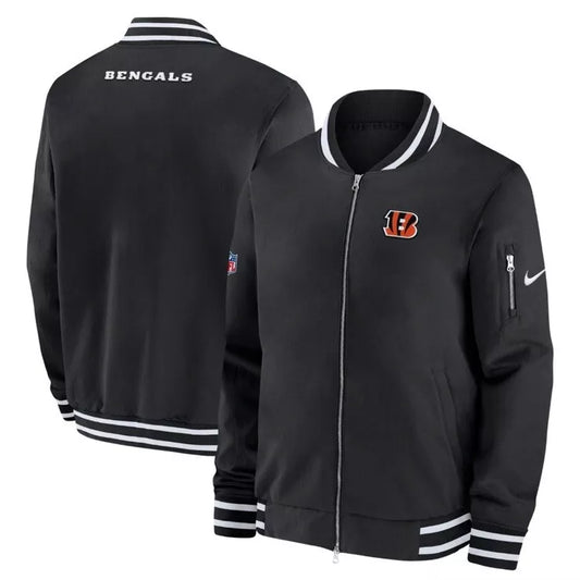 Cincinnati Bengals Nike Sideline Coaches Black Full-Zip Bomber Jacket