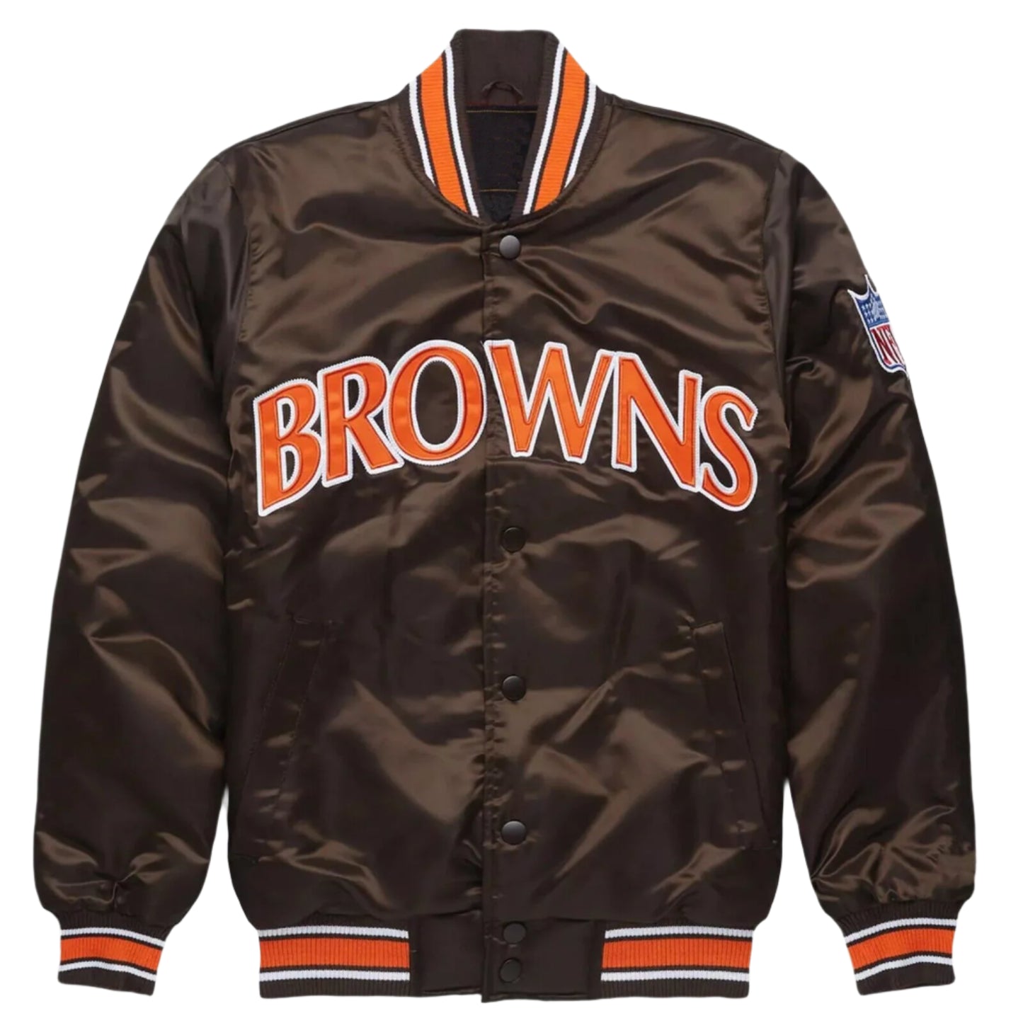 NFL Cleveland Browns Brown Satin  Varsity Jacket
