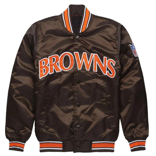 NFL Cleveland Browns Brown Satin  Varsity Jacket