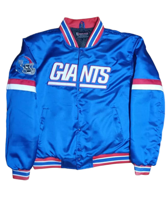 NFL New York Giants Vintage Black Satin Varsity Football Fans Jacket Full Snap