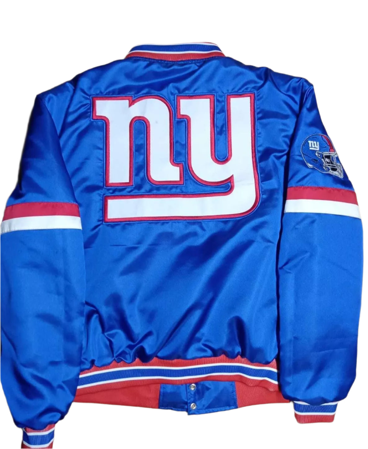 NFL New York Giants Vintage Black Satin Varsity Football Fans Jacket Full Snap