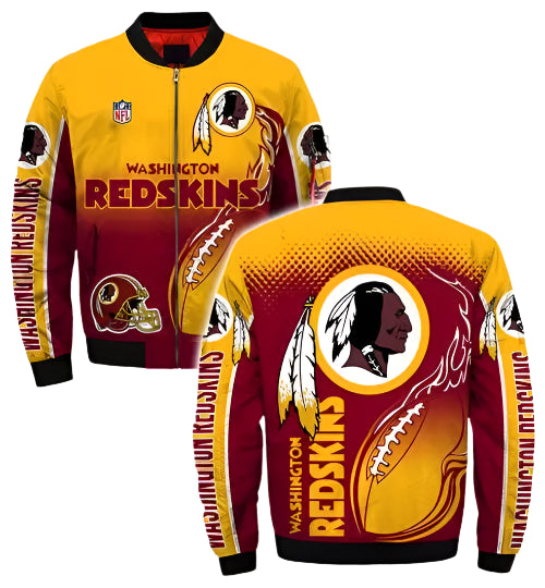Washington Redskins Pilot Bomber Jacket Zipper Flight Thicken Coat Windbreaker