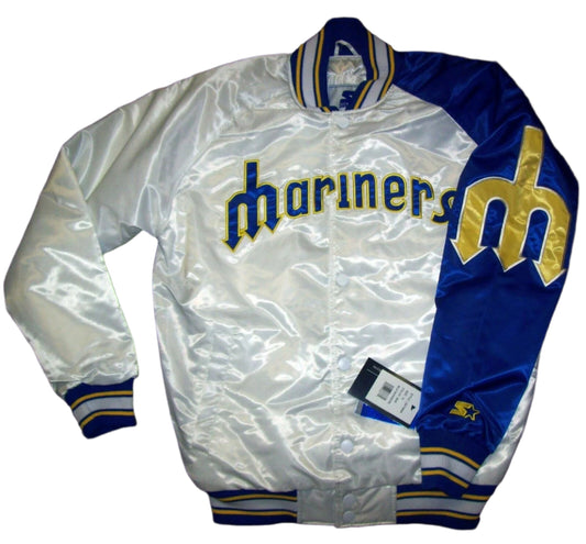 Veste Mariners Seattle MLB Starter Snap Dowj veste  BLANC avec garniture bleue