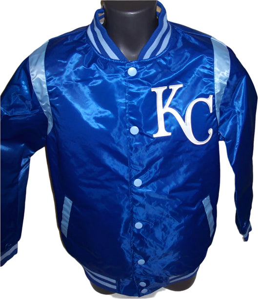 KANSAS CITY ROYALS REVERSIBLE Satin Jacket  BLUE & SILVER