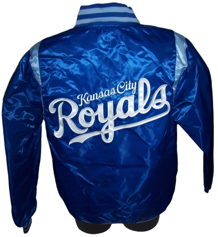 KANSAS CITY ROYALS REVERSIBLE Satin Jacket  BLUE & SILVER