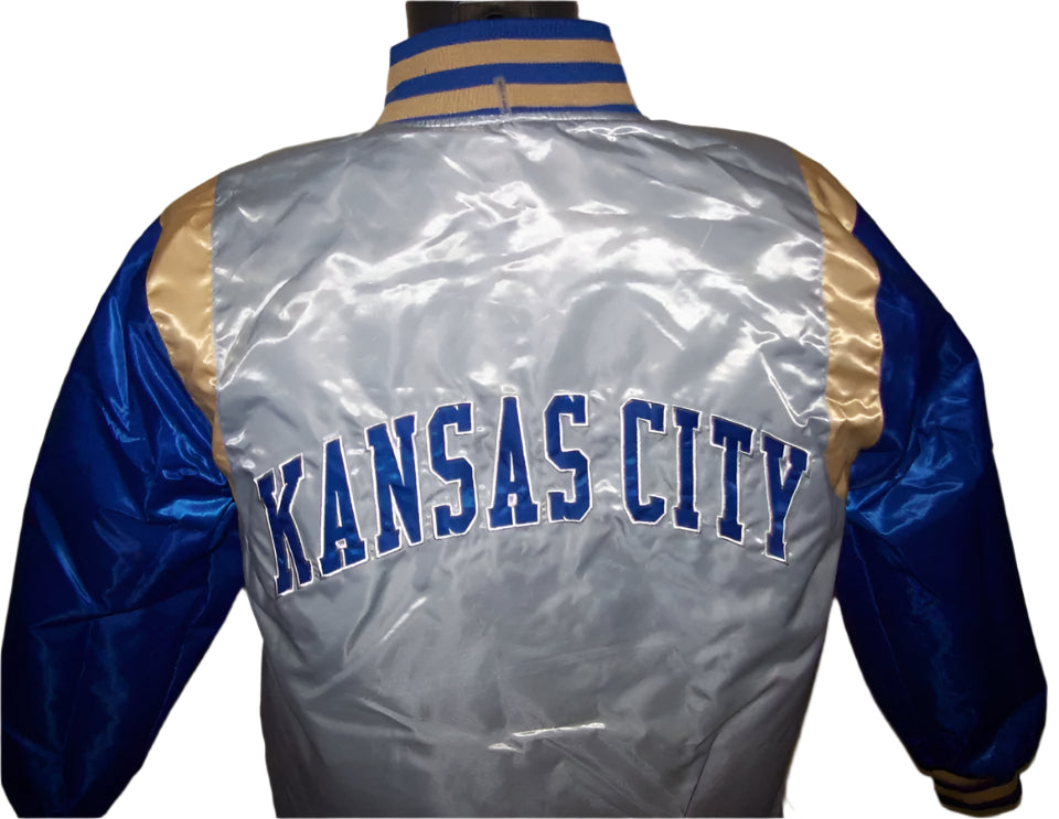 KANSAS CITY ROYALS REVERSIBLE Satin Jacket  BLUE & SILVER