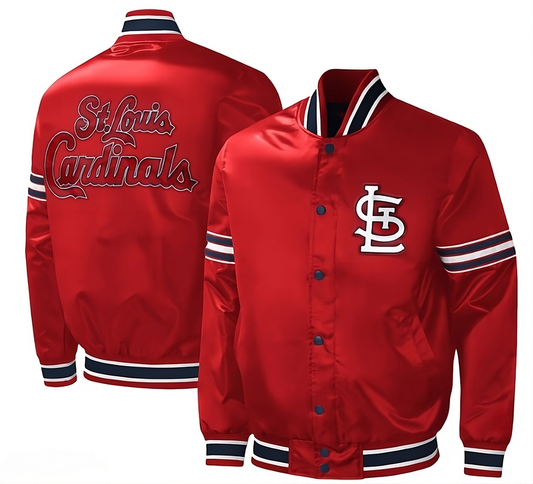 MLB St. Louis Cardinals Satin Red varsity Jacket Full-Snap with Embroidery logos