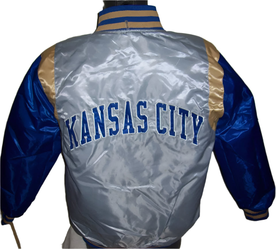 KANSAS CITY ROYALS REVERSIBLE Satin Jacket  BLUE & SILVER