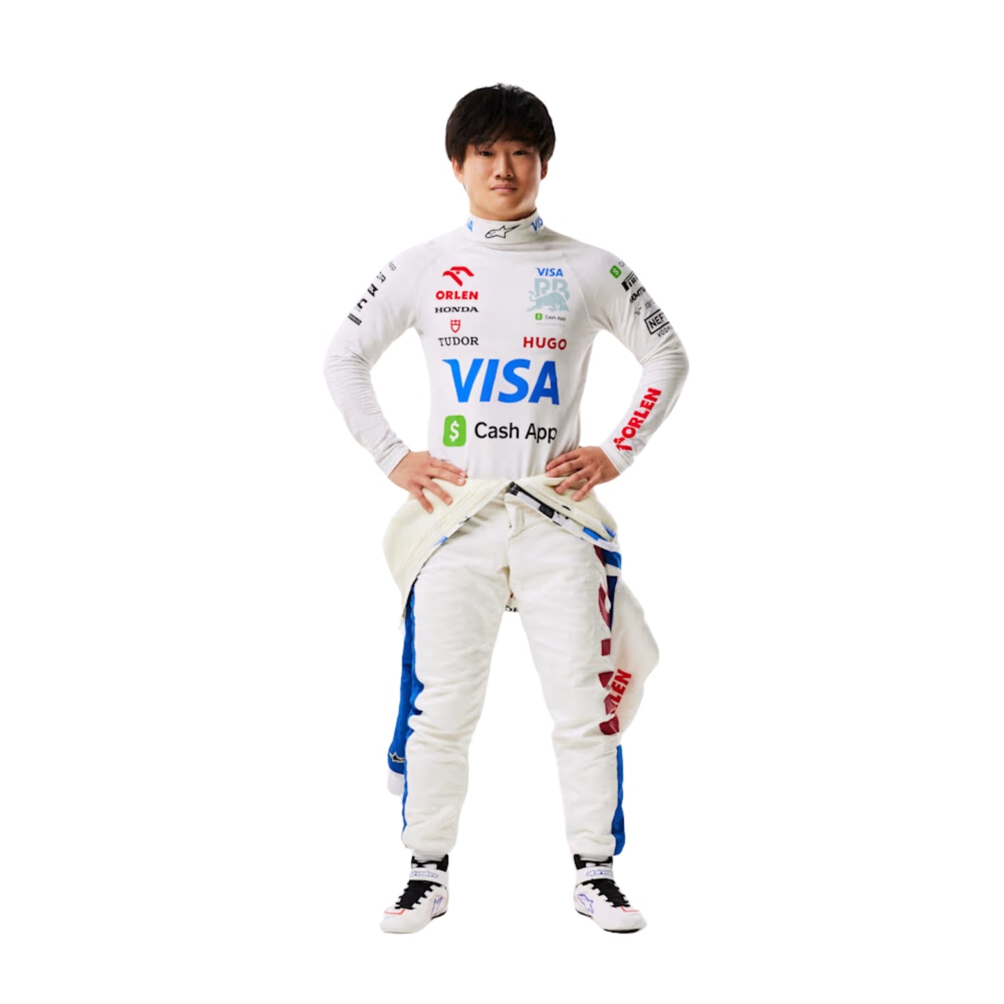 Yuki Tsunoda in the AlphaTauri F1 Racing Suit, showcasing his determined racing spirit.